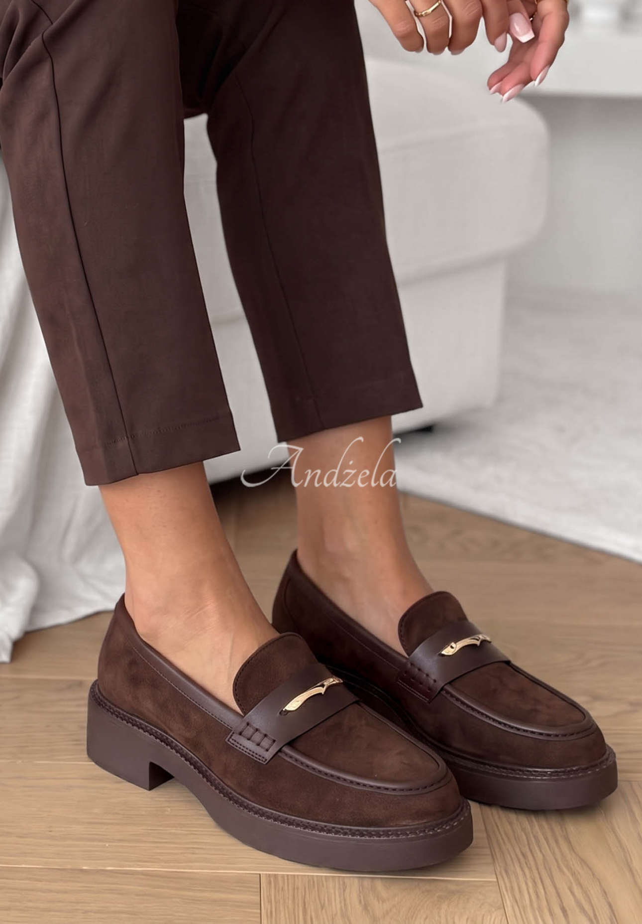 Loafer aus Wildlederimitat Hazel Step Schokoladenbraun