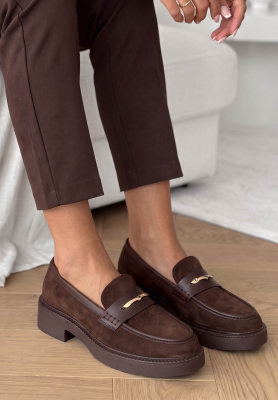 Loafer aus Wildlederimitat Hazel Step Schokoladenbraun