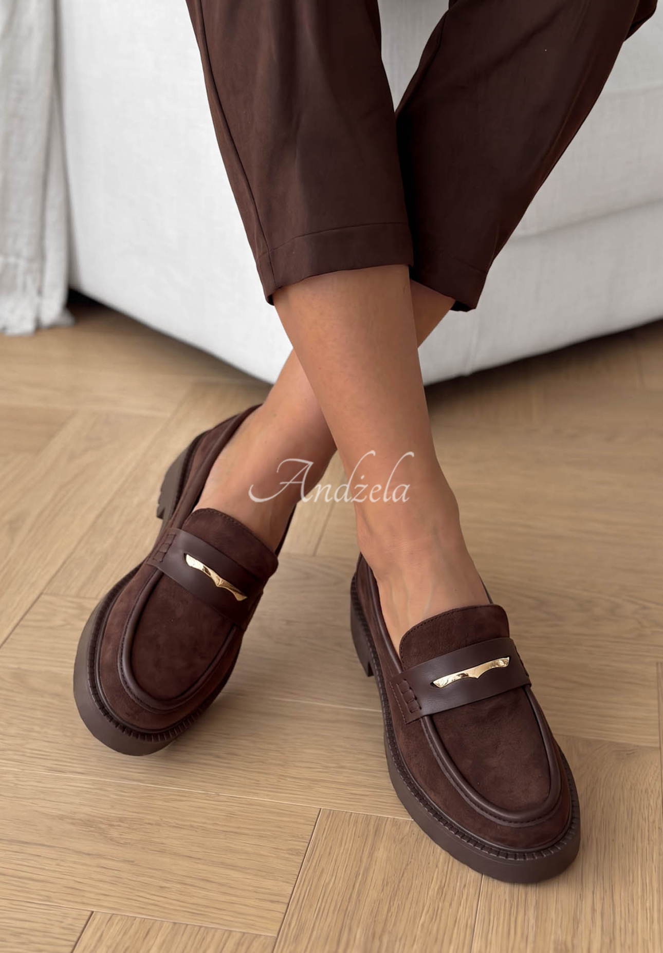 Loafer aus Wildlederimitat Hazel Step Schokoladenbraun