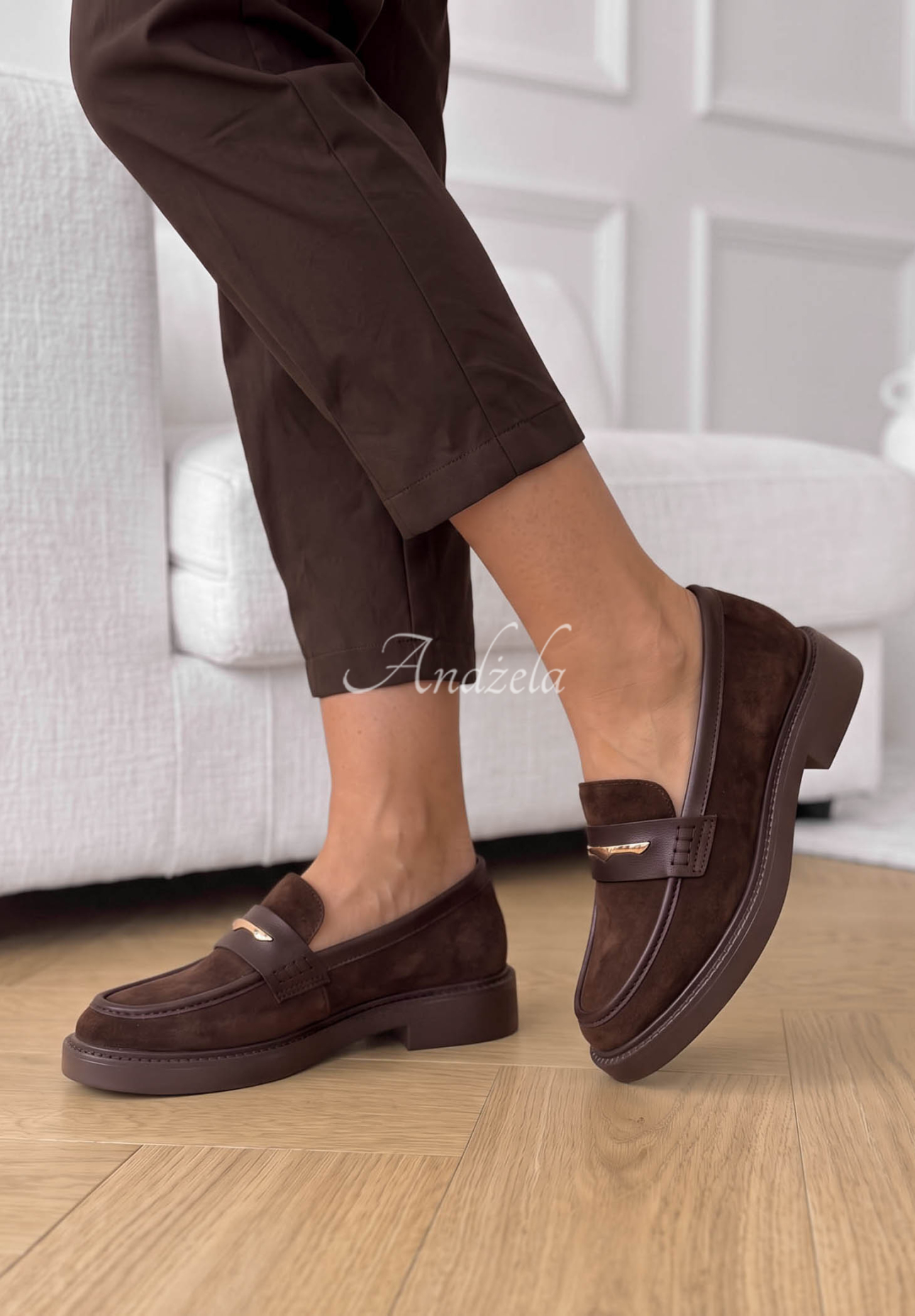 Loafer aus Wildlederimitat Hazel Step Schokoladenbraun