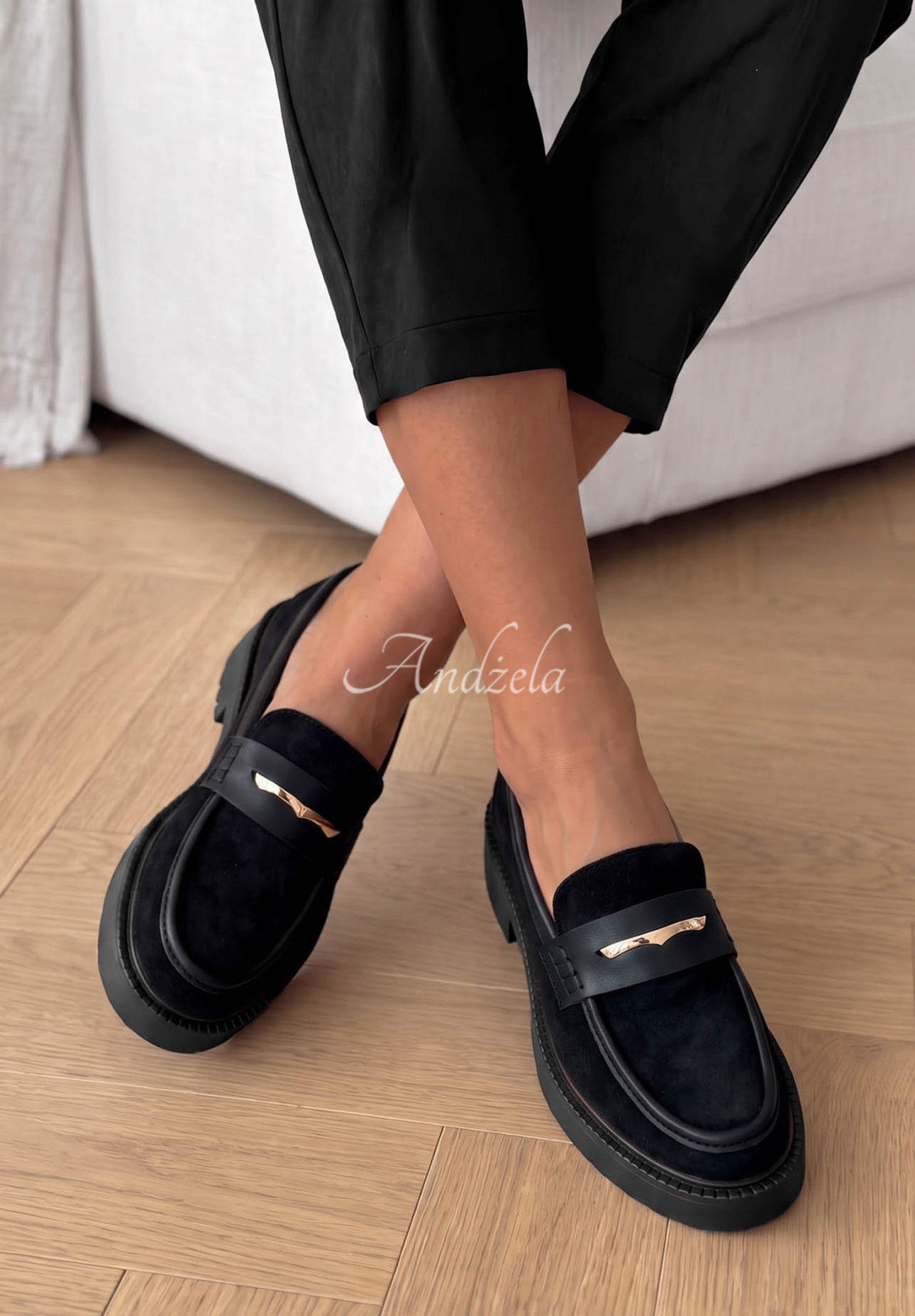 Loafer aus Wildlederimitat Hazel Step Schwarz