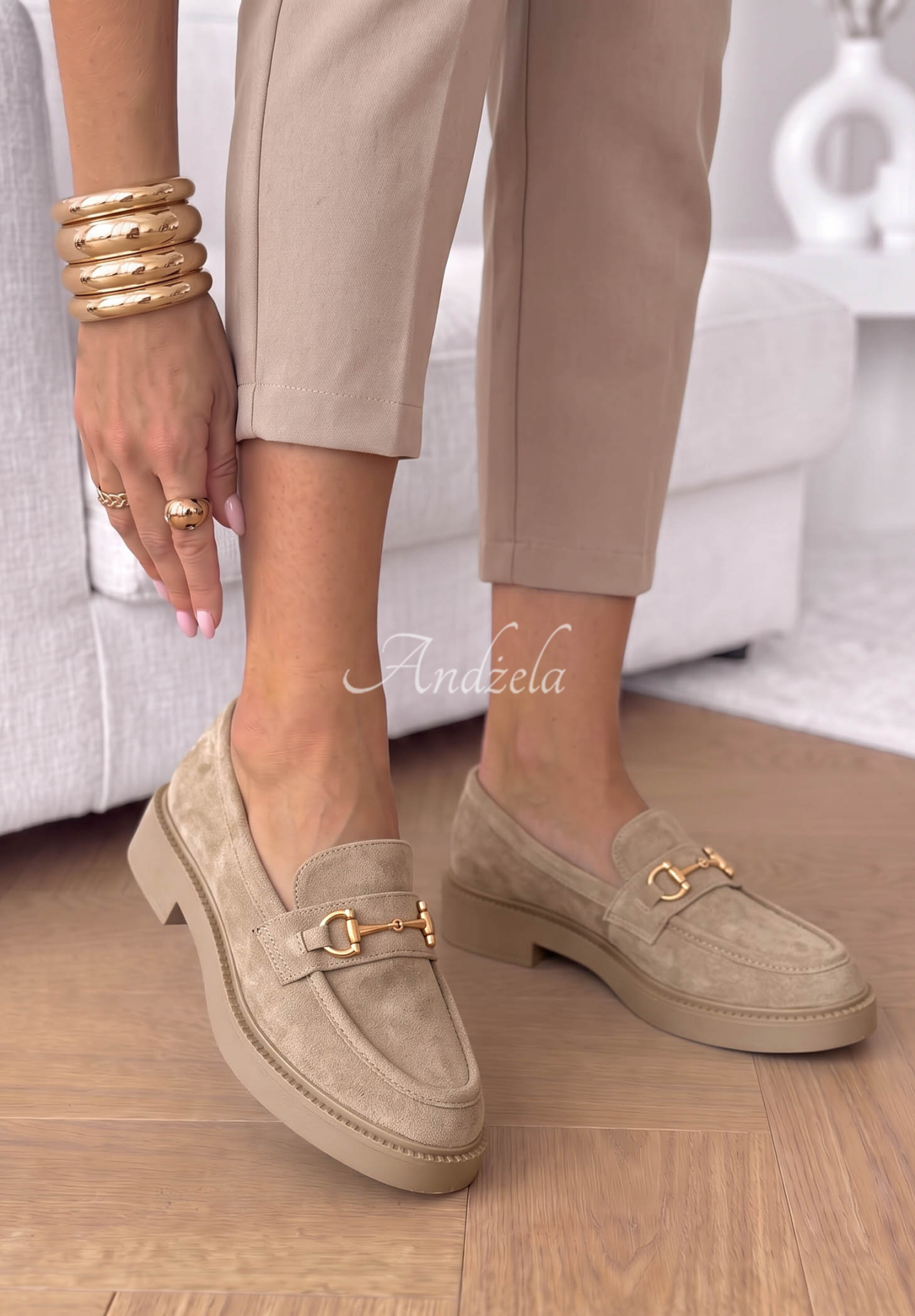Loafer aus Wildlederimitat Autumn Daisy Beige