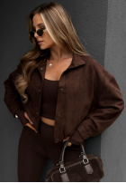 Krótka zamszowa Jacke bomberka Timeless Autumn Schokoladenbraun