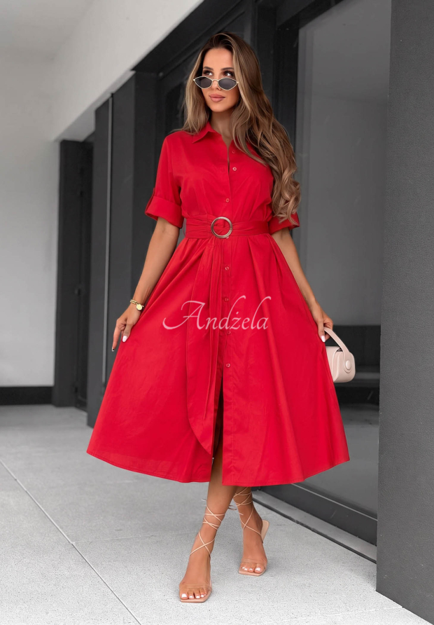 Baumwollhemdkleid mit G&uuml;rtel Wind Sails Rot