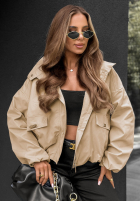 Krótka Jacke bomberka z kapturem Street Chic Beige