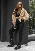 Krótka Jacke bomberka z kapturem Street Chic Beige