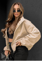 Krótka Jacke bomberka z kapturem Street Chic Beige