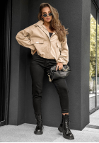 Krótka Jacke bomberka z kapturem Street Chic Beige