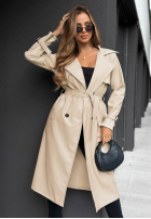 Langer Ledermantel mit Gürtel Montebello Beige