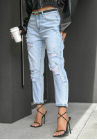 Hose Jeans mom fit z przetarciami Sun Chaser Hellblau
