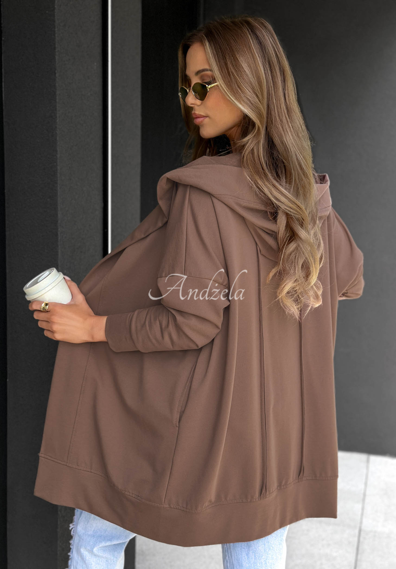 Langes Kapuzensweatshirt aus Baumwolle Cozy Mood Schokoladenbraun