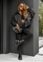 Krótka Jacke bomberka z kapturem Street Chic Beige