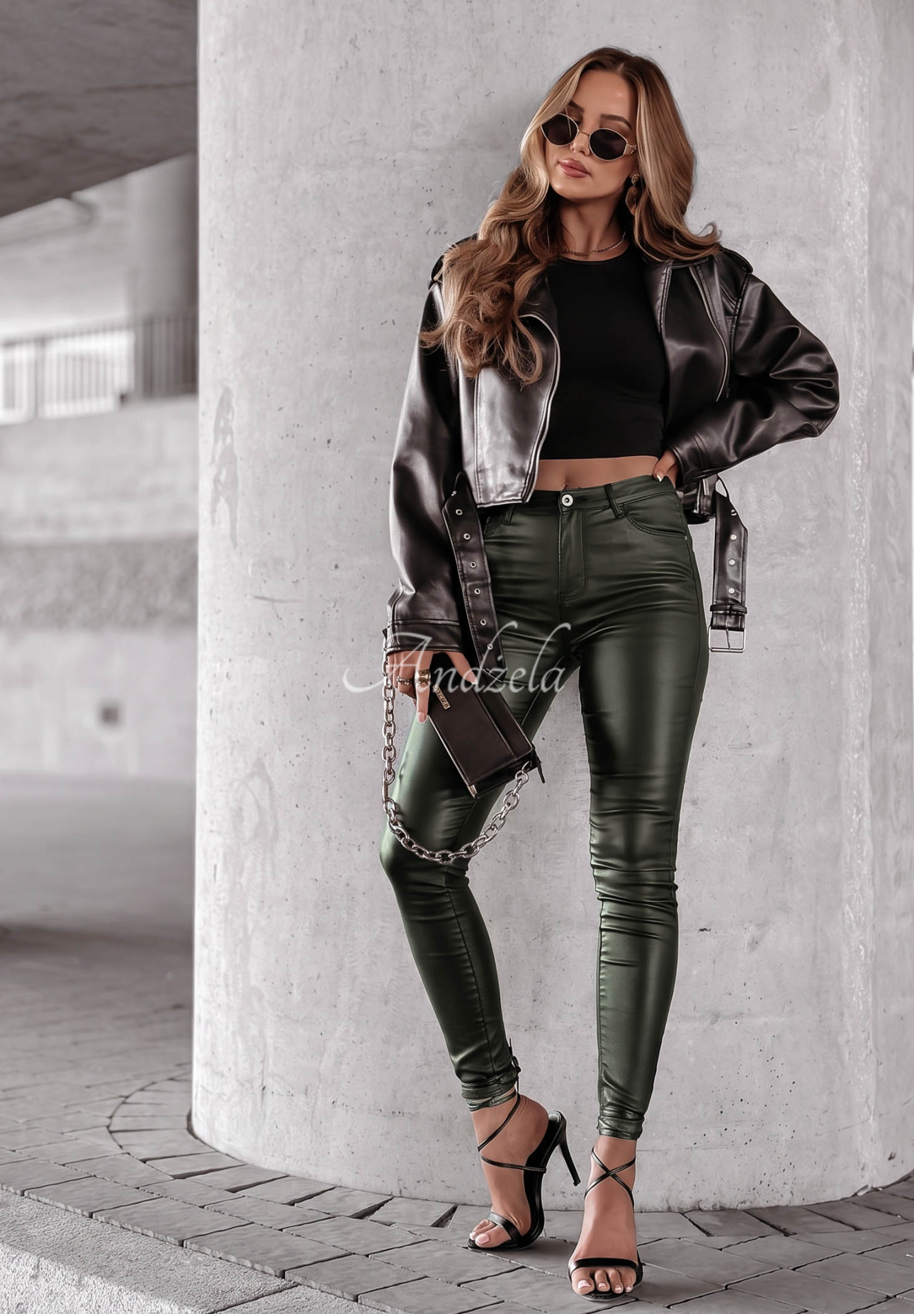 Hose Kunstleder Rebel Flaschengrün