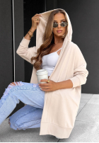 Długa Sweatshirt z kapturem Cozy Mood Beige
