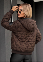 Krótka pikowana Jacke z kapturem Falling Leaves Schwarz