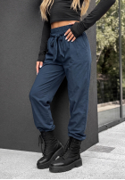 Material Hose z paskiem Elegant Harmony Dunkelblau