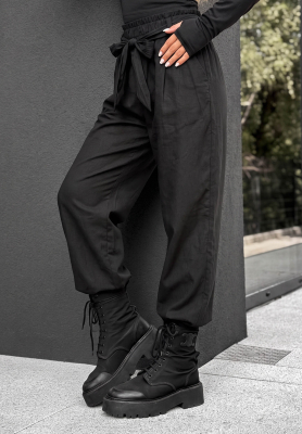 Baumwollhose mit G&uuml;rtel Elegant Harmony Schwarz