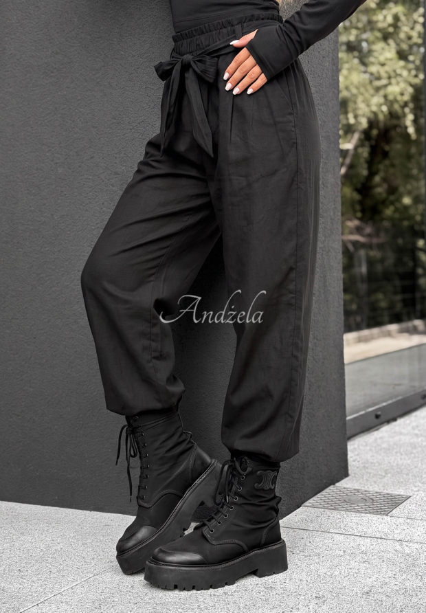 Baumwollhose mit G&uuml;rtel Elegant Harmony Schwarz
