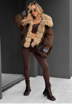 Krótka Jacke z futerkiem Amber Charm Beige