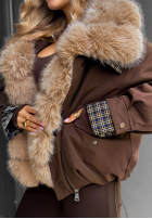 Krótka Jacke z futerkiem Amber Charm Beige