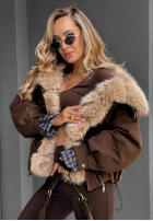 Krótka Jacke z futerkiem Amber Charm Beige