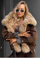 Krótka Jacke z futerkiem Amber Charm Beige