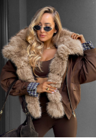 Krótka Jacke z futerkiem Amber Charm Beige