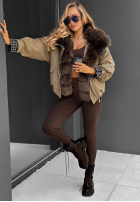 Krótka Jacke z futerkiem Amber Charm Beige