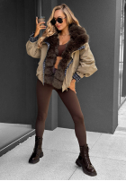 Krótka Jacke z futerkiem Amber Charm Beige