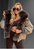 Krótka Jacke z futerkiem Amber Charm Beige
