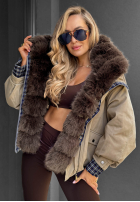 Krótka Jacke z futerkiem Amber Charm Beige