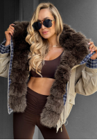 Krótka Jacke z futerkiem Amber Charm Beige