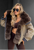 Krótka Jacke z futerkiem Amber Charm Beige