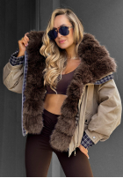 Krótka Jacke z futerkiem Amber Charm Beige