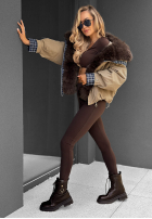 Krótka Jacke z futerkiem Amber Charm Beige