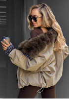 Krótka Jacke z futerkiem Amber Charm Beige