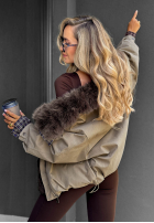 Krótka Jacke z futerkiem Amber Charm Beige