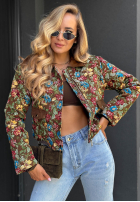 Krótka Jacke w kwiaty z kołnierzykiem Floral Charm Braun