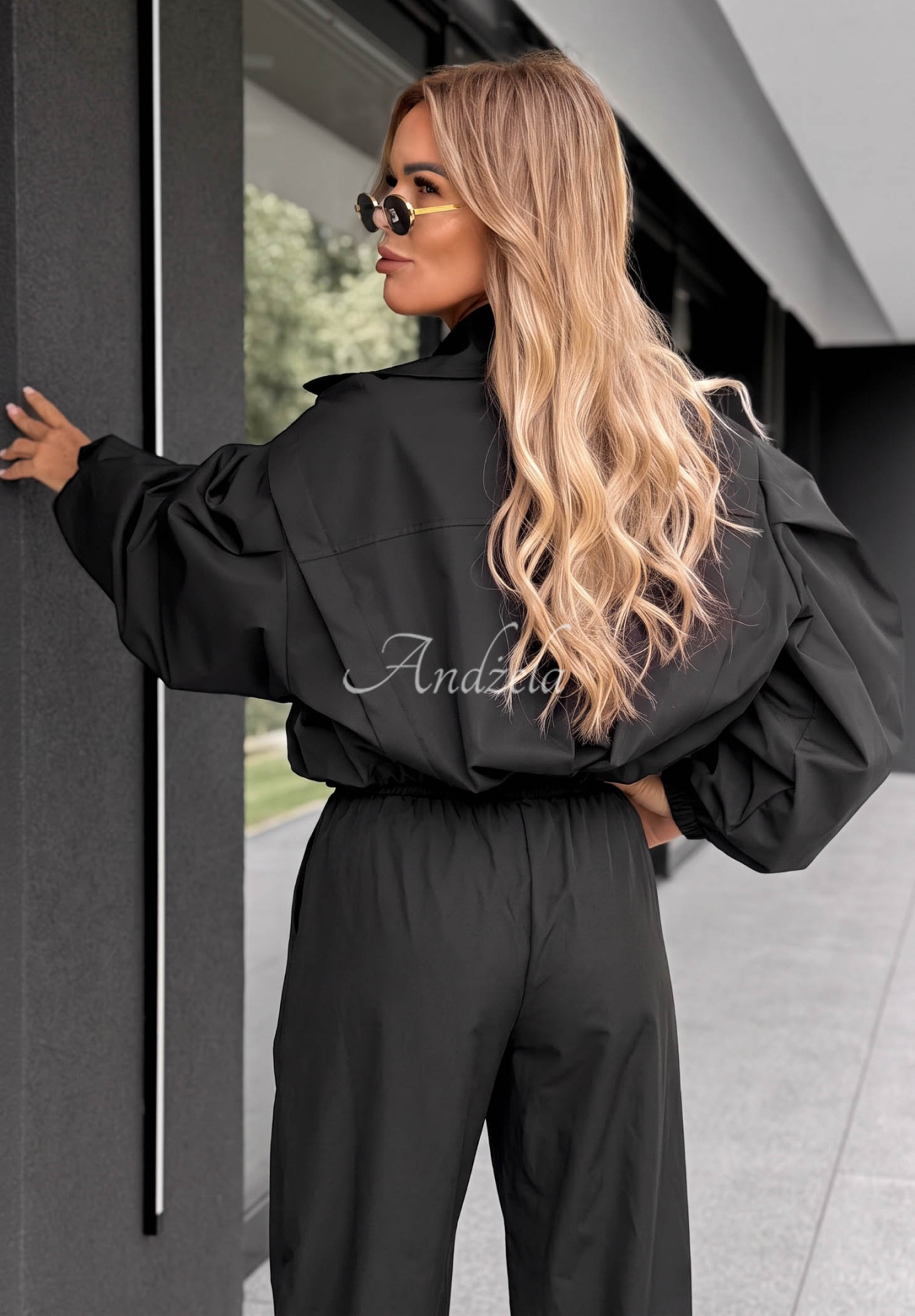 Kurzer, zweireihiger Oversize-Mantel mit Kragen Play Your Cards Schwarz