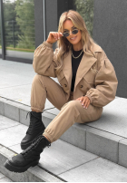 Krótki Mantel z kołnierzem Esme Beige