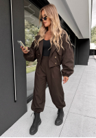 Jacke bomberka z guzikami Play Your Cards Schokoladenbraun