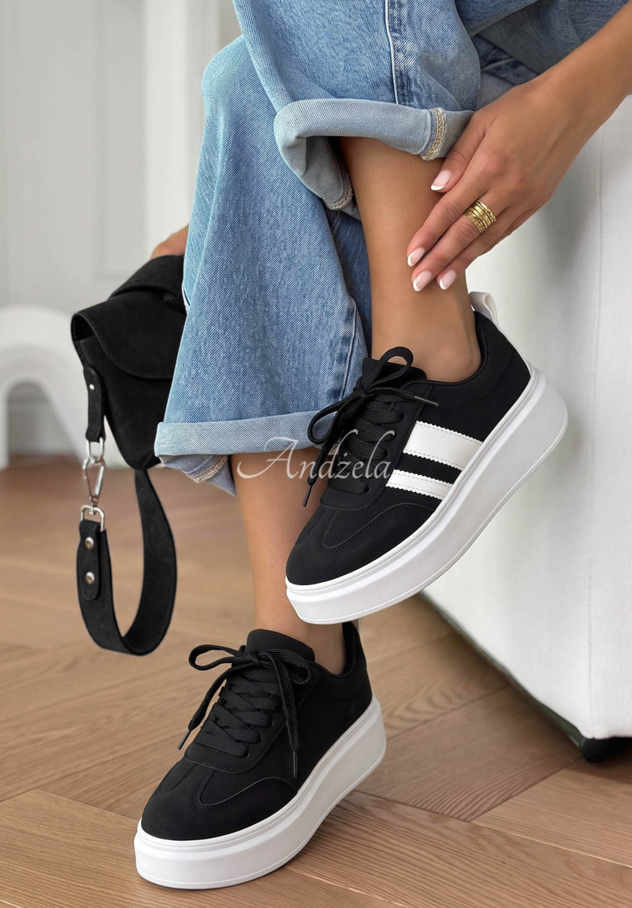 Wildleder Sneakers Start With Forever Schwarz
