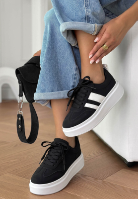Wildleder Sneakers Start With Forever Schwarz