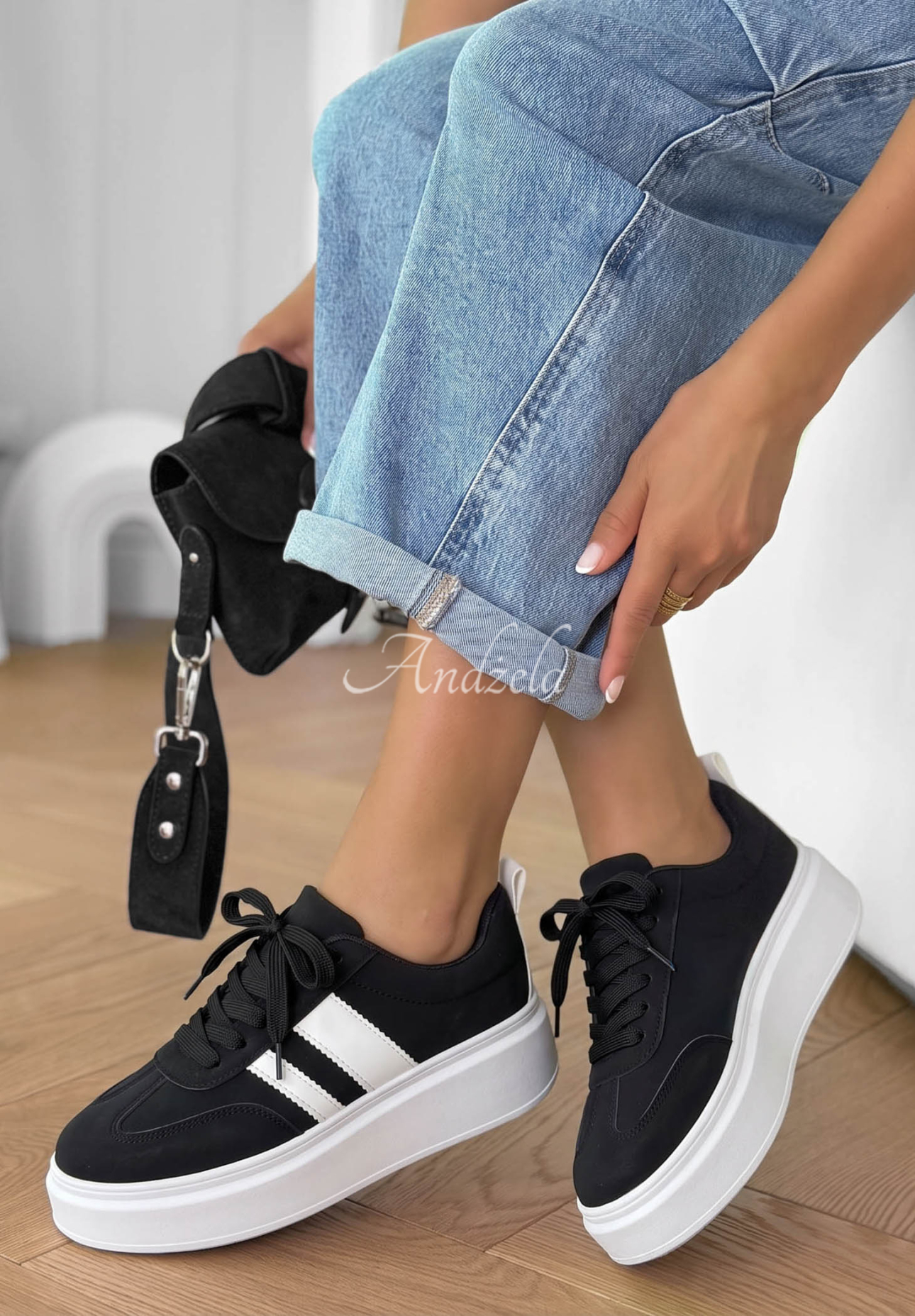 Wildleder Sneakers Start With Forever Schwarz