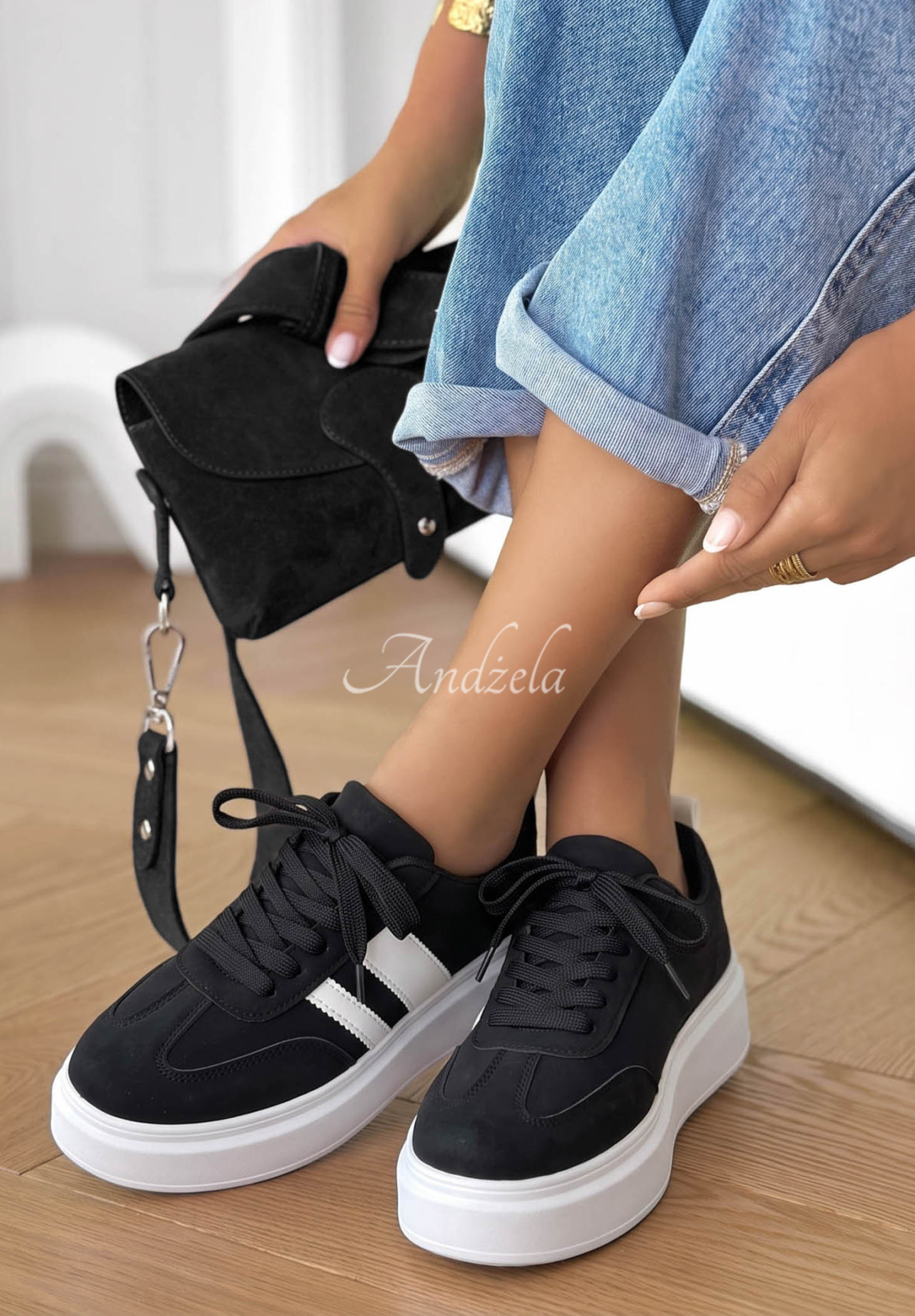 Wildleder Sneakers Start With Forever Schwarz