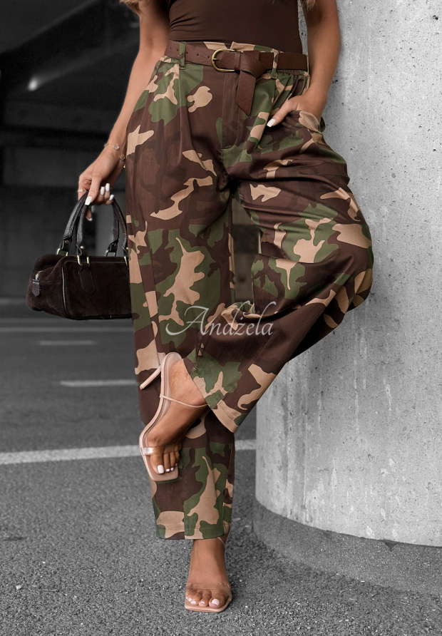 Balloon Stoffhose aus Lyocell in Tarnmuster Camo Charm Khaki