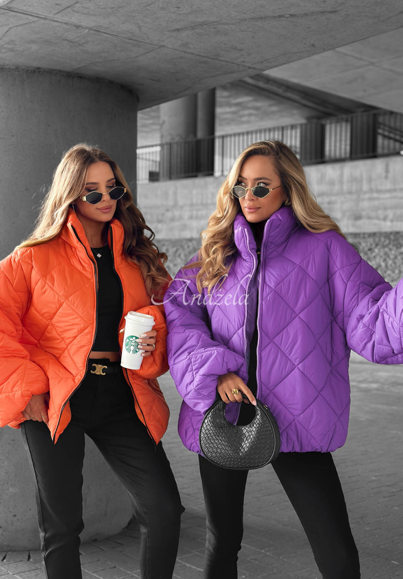 Kurze, übergroße Steppjacke Fall Favorites Orange