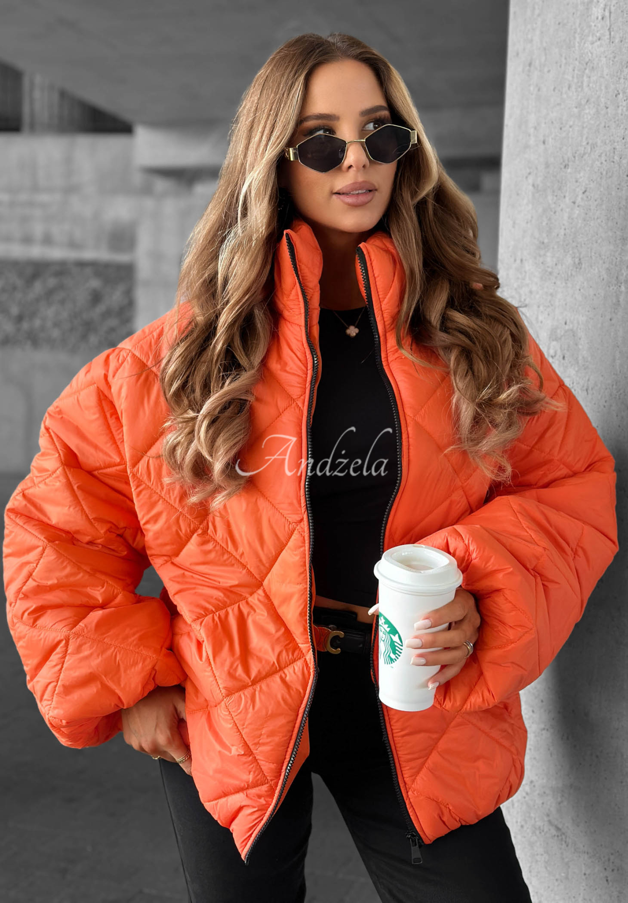 Kurze, übergroße Steppjacke Fall Favorites Orange