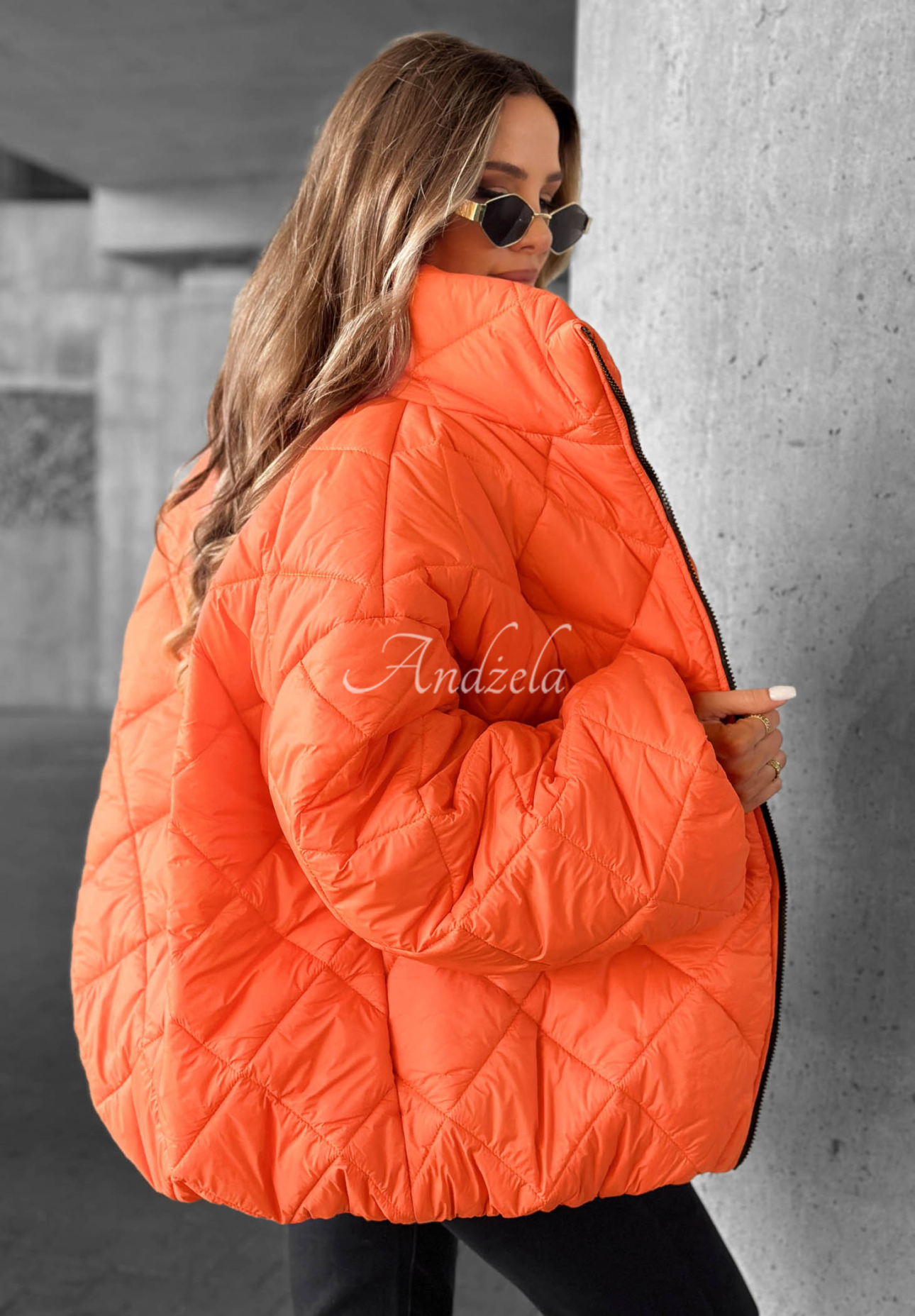 Kurze, übergroße Steppjacke Fall Favorites Orange