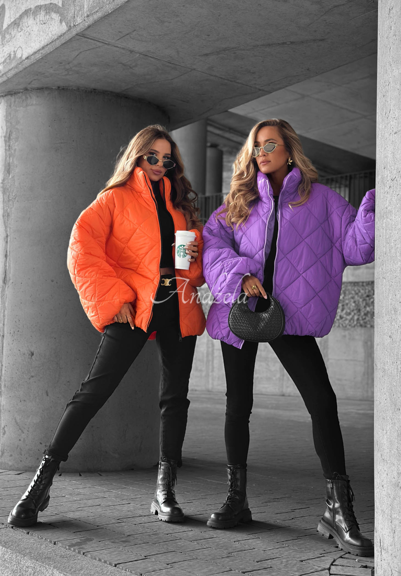Kurze, übergroße Steppjacke Fall Favorites Violett